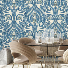 BMHD002/11A The Great Damask Heart Deco Azure Blue Wallpaper by Brand McKenzie