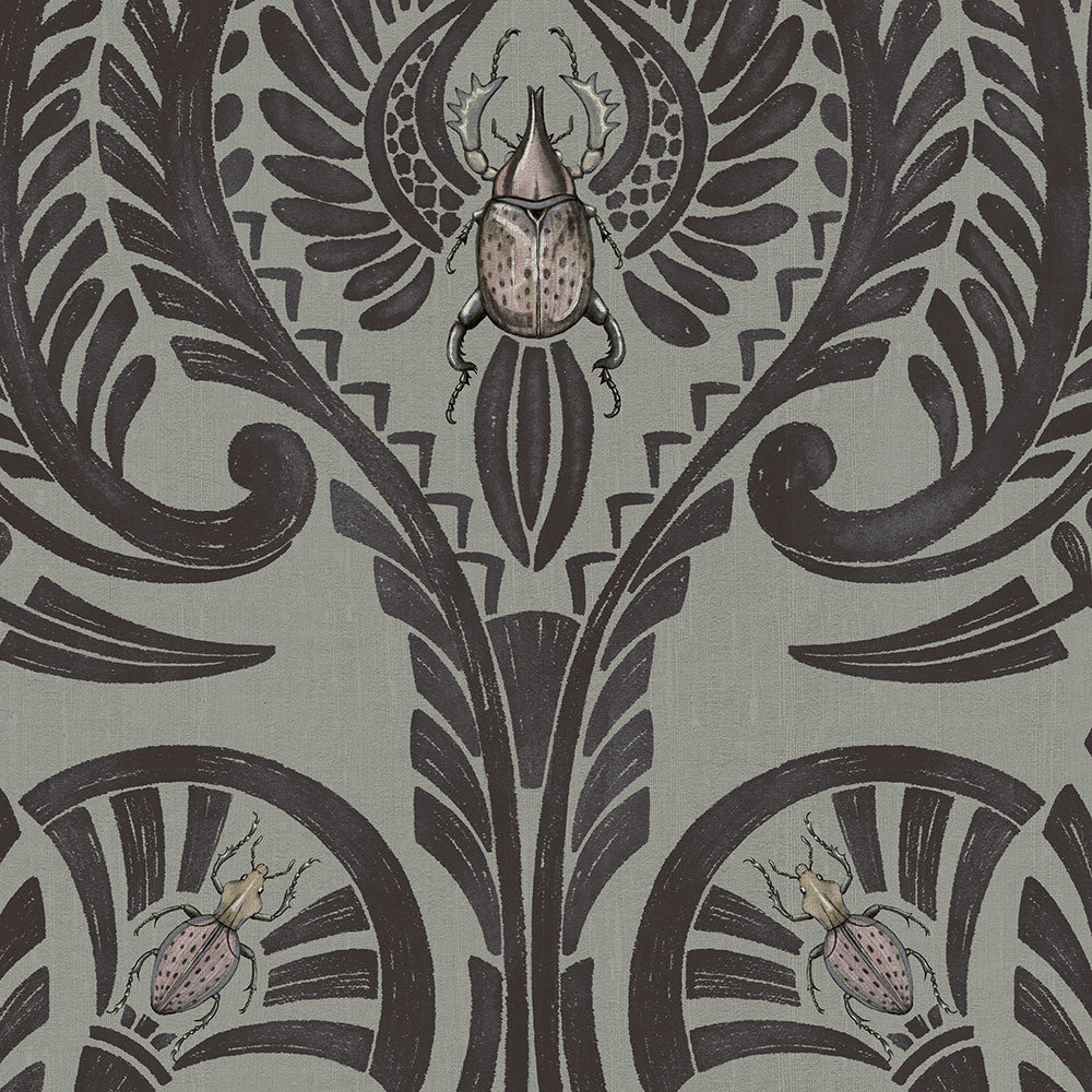 BMHD002/11C The Great Damask Heart Deco Raisin Wallpaper by Brand McKenzie