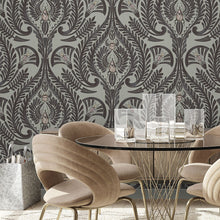 BMHD002/11C The Great Damask Heart Deco Raisin Wallpaper by Brand McKenzie