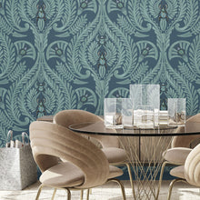 BMHD002/11D The Great Damask Heart Deco Teal Wallpaper by Brand McKenzie