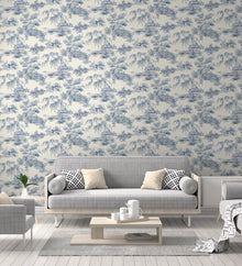 A69802 Toile Blue Wallpaper by Grandeco