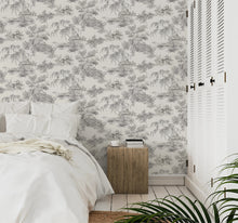 A69803 Toile Grey Wallpaper by Grandeco