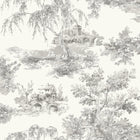 A69803 Toile Grey Wallpaper by Grandeco