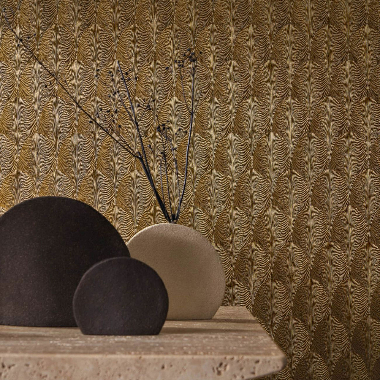 Tourmaline Textures Metalliques Wallpaper by Casamance