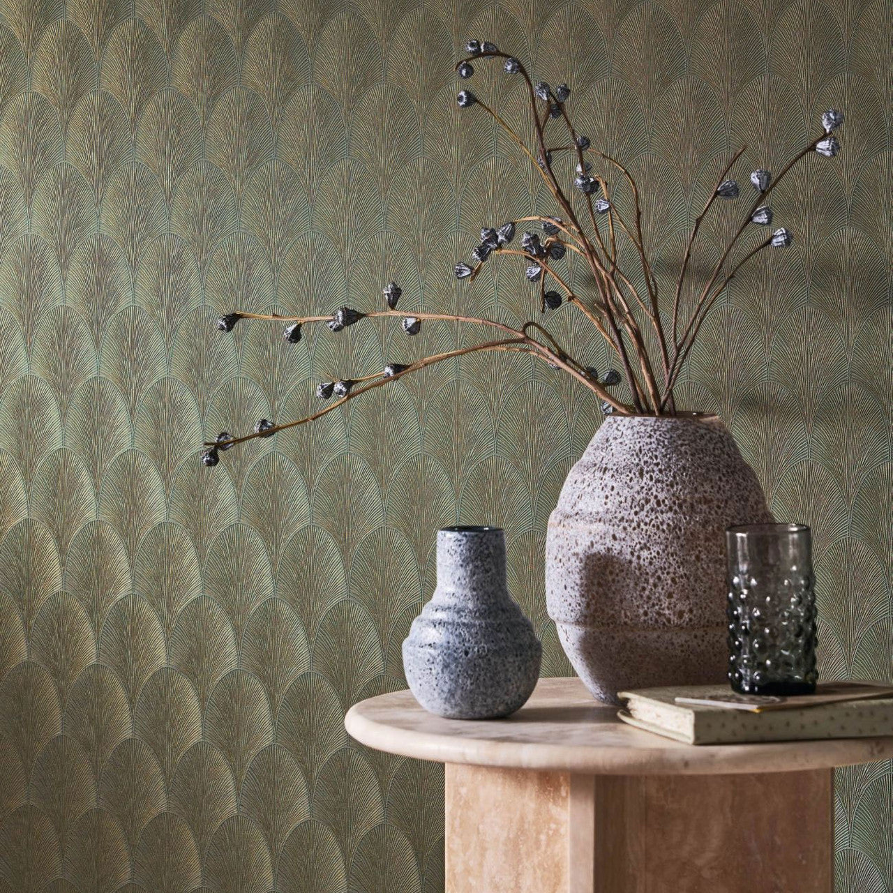 Tourmaline Textures Metalliques Wallpaper by Casamance