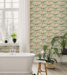 Tulip & Jasmine Original Brantwood Red and Green Wallpaper By GP & J Baker