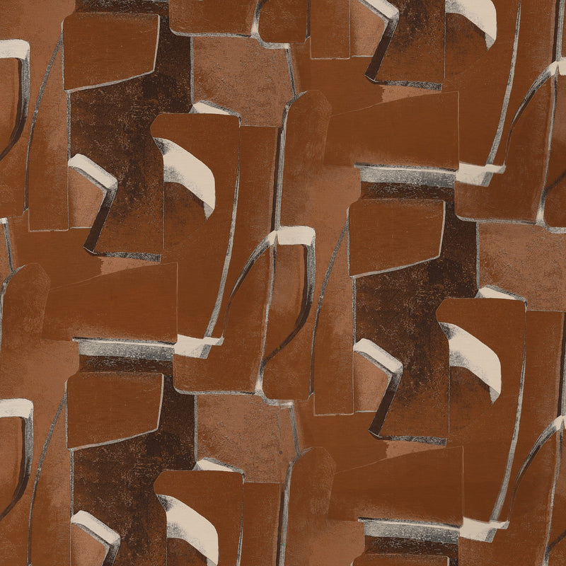 Astratto Cream/Cognac Spring 2025 Fabric by Coraggio — flat