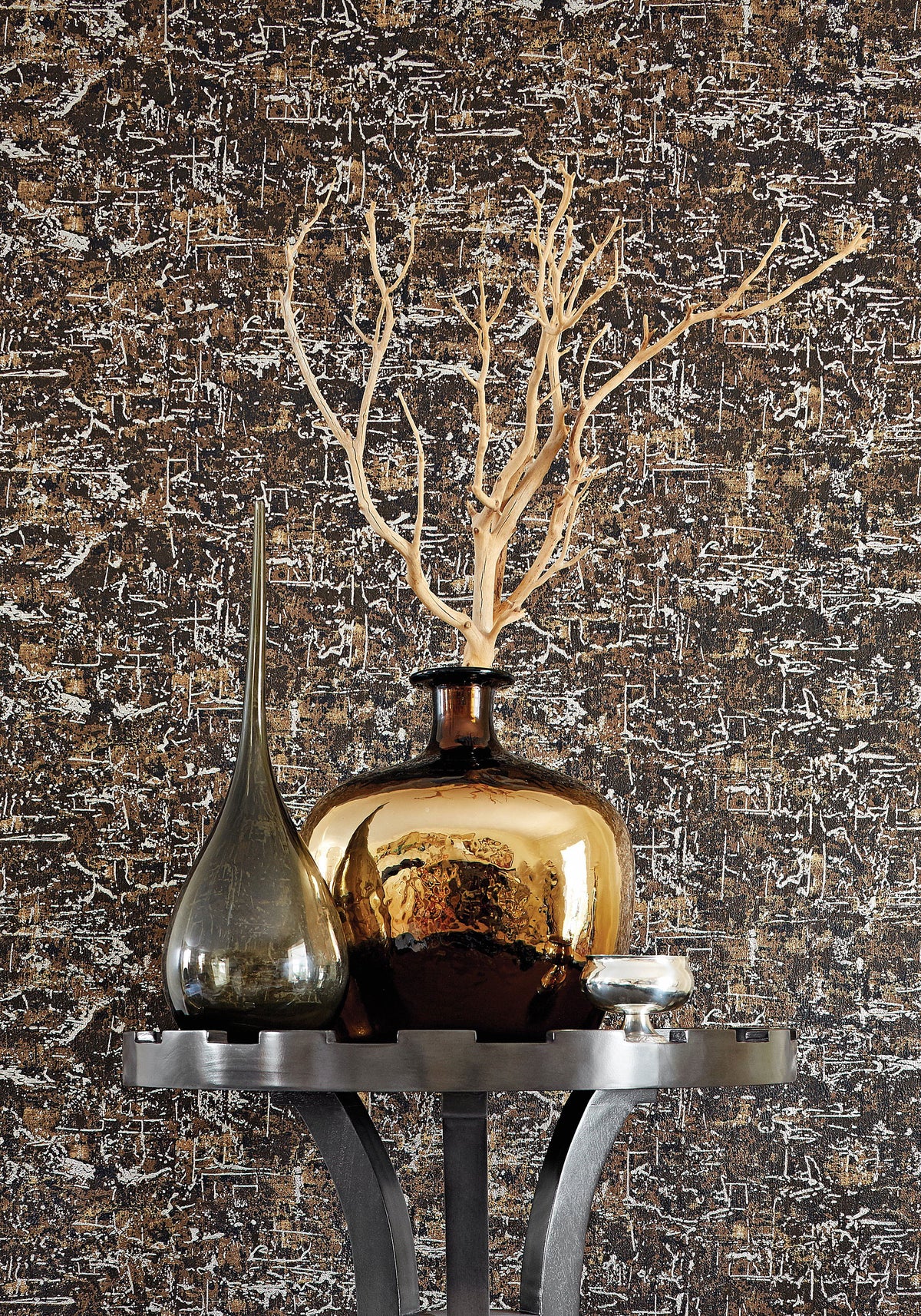 Universe Texture Metallic on Aqua Natural Resource 2 Wallpaper by Thibaut