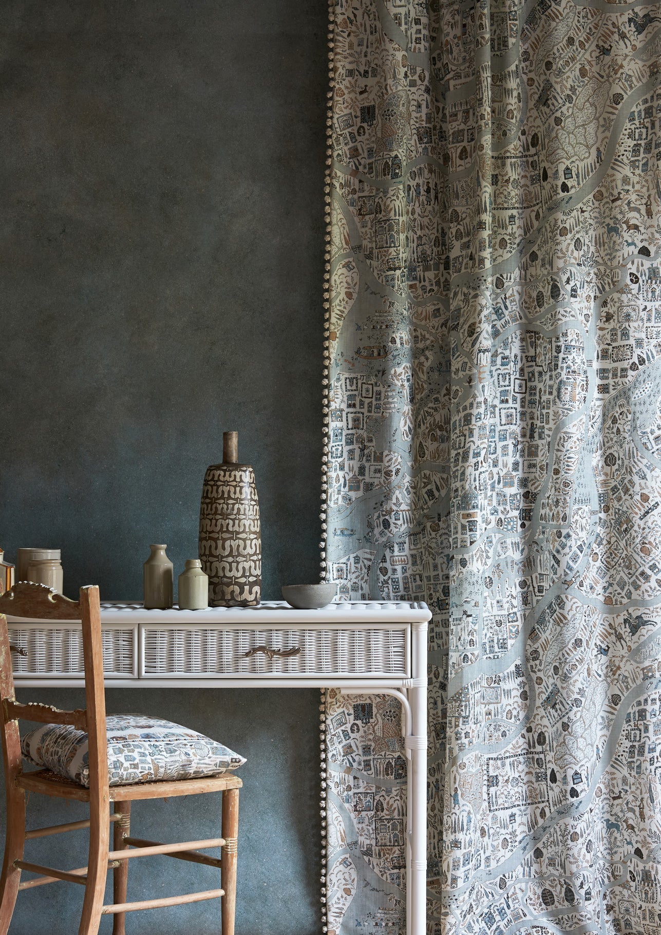 LW 358 667 Utopia Aqua Vita Fabric by Lewis & Wood