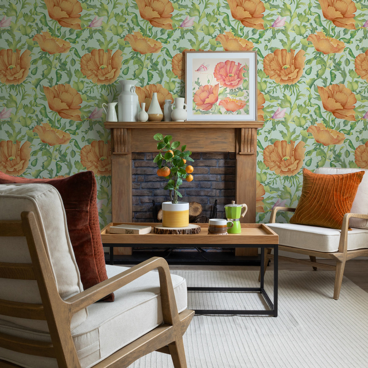 Valeria Tangerine Wallpaper by Voyage Maison | VALERIA/WPO/TAN