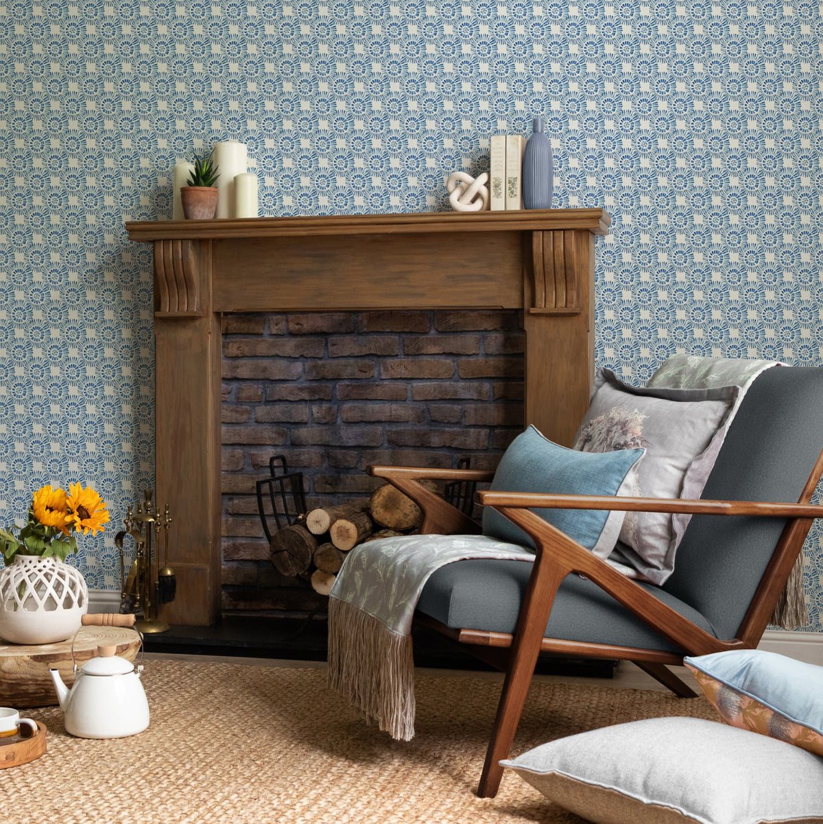 Vali Denim Country Folk Wallpaper by Voyage Maison | VALI/WPO/DEN