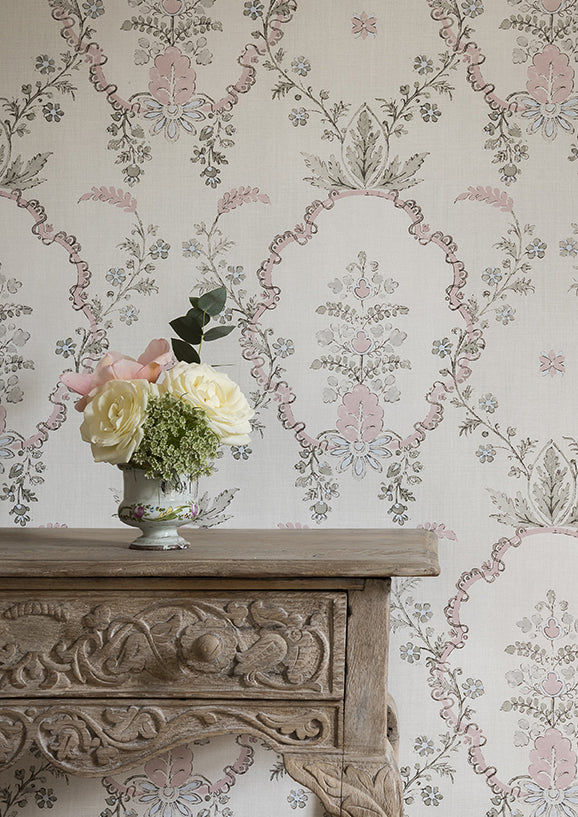 Vallance Tea Rose Wide Width Wallpaper By Lewis & Wood