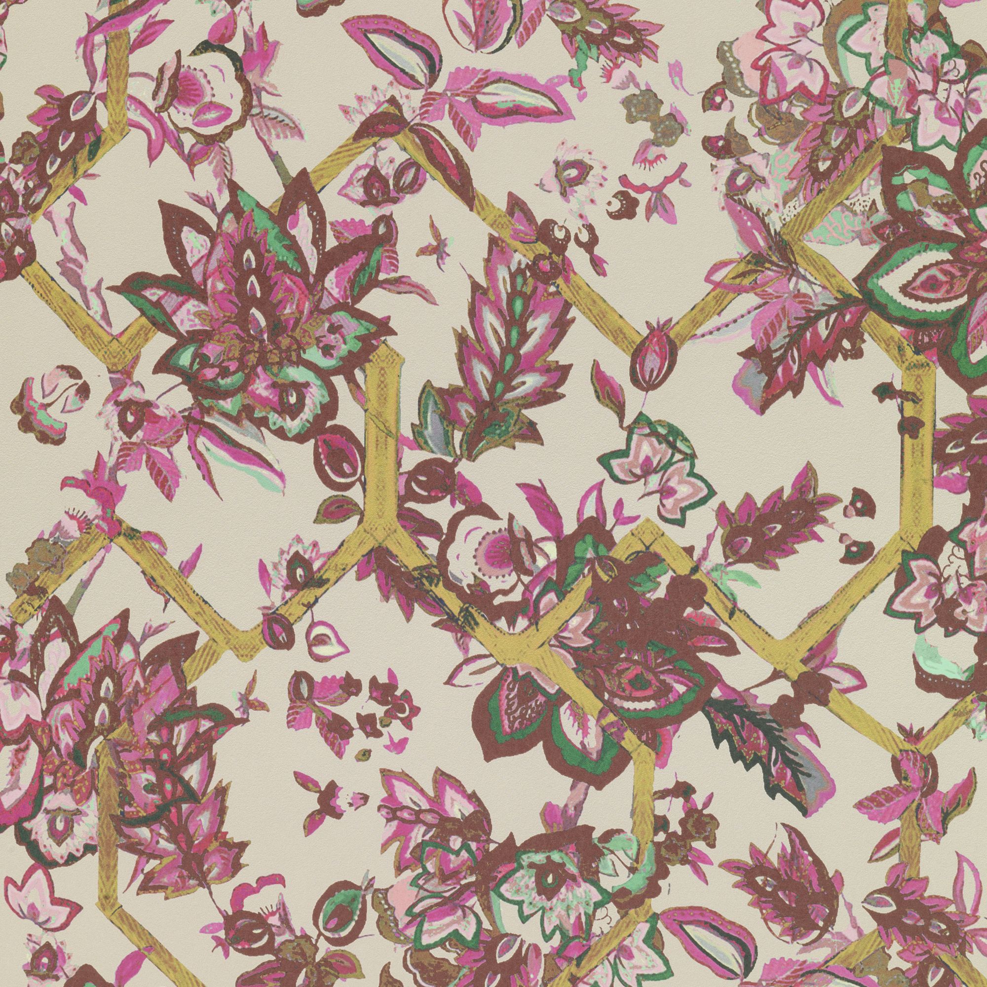 W-CT-MG-RS-24-85 Creeping Trellis Rose Saffron Wallpaper by Parker & Jules