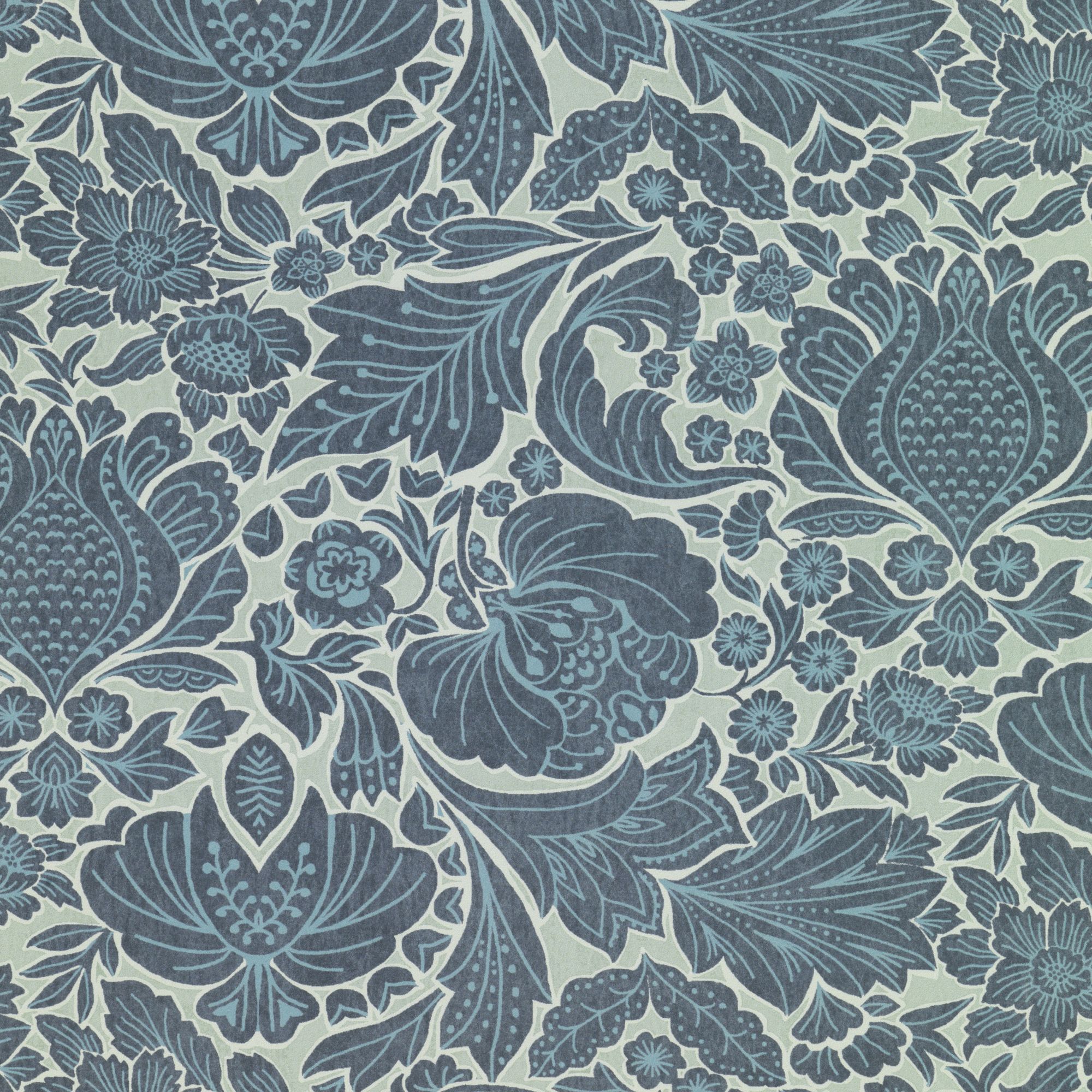 W-FF-CO-DB-24-70 Folk Floral Day Blue Wallpaper by Parker & Jules