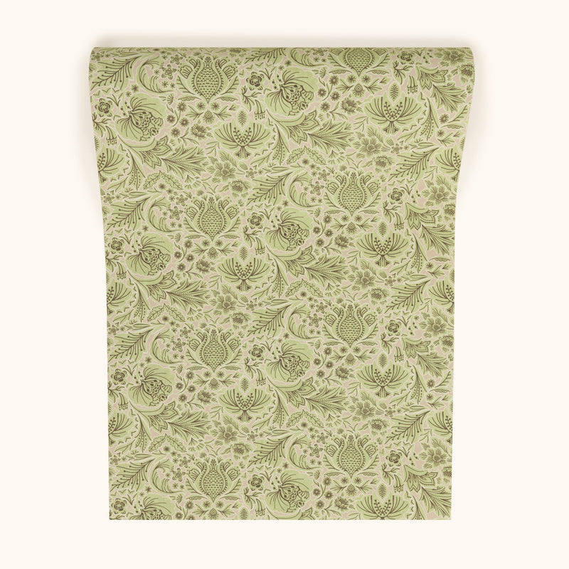 W-FF-CO-PI-24-70 Folk Floral Pistachio Wallpaper by Parker & Jules