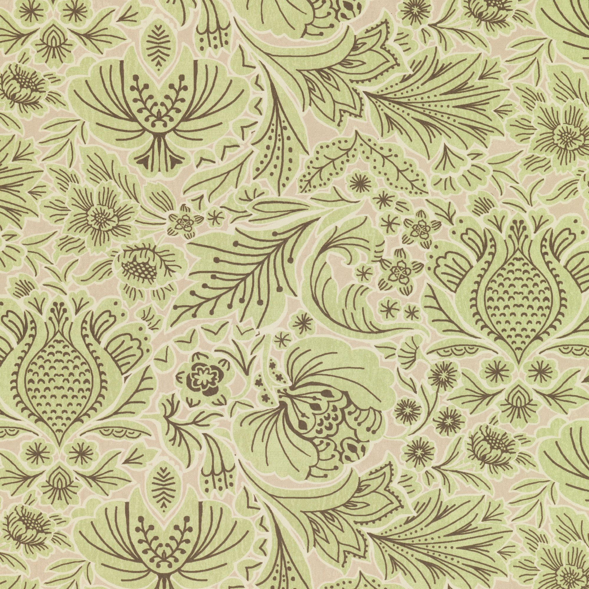 W-FF-CO-PI-24-70 Folk Floral Pistachio Wallpaper by Parker & Jules