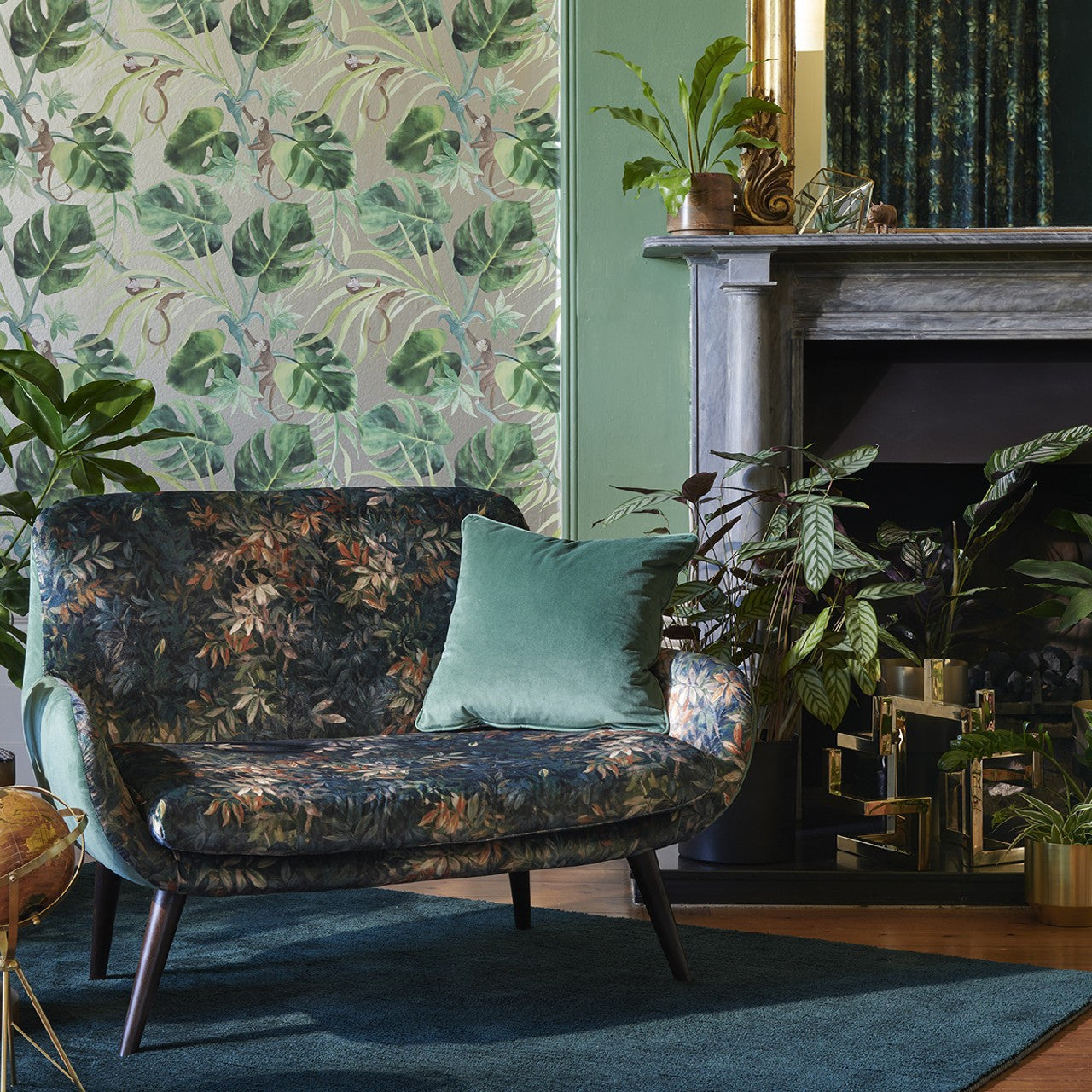 W0083/02 Monkey Business Exotica 2 Gilver Wallpaper by Clarke & Clarke