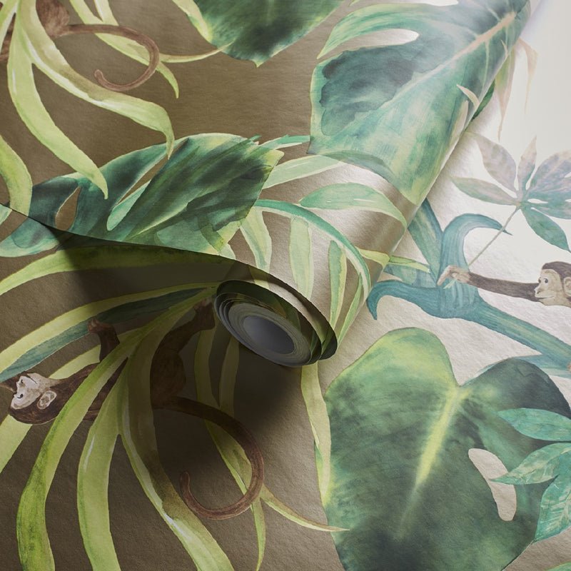 W0083/02 Monkey Business Exotica 2 Gilver Wallpaper by Clarke & Clarke