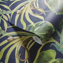W0083/03 Monkey Business Exotica 2 Indigo Wallpaper by Clarke & Clarke