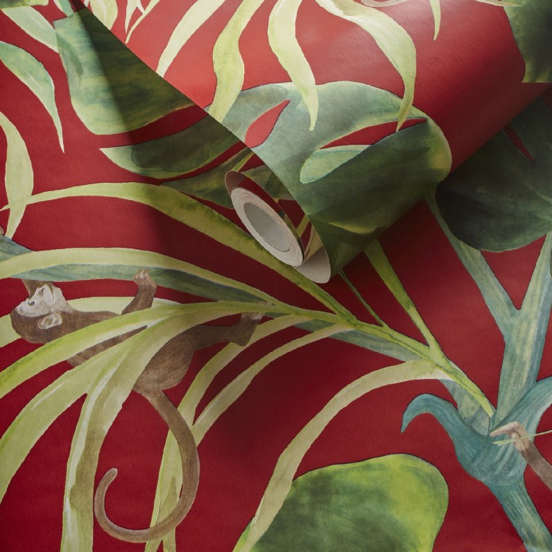 W0083/05 Monkey Business Exotica 2 Rouge Wallpaper by Clarke & Clarke