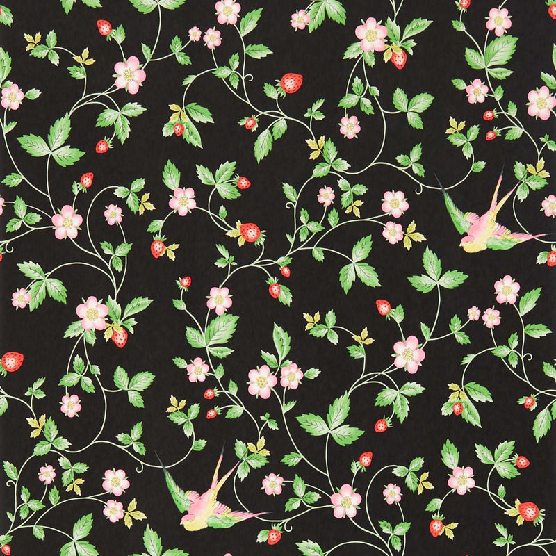 W0135/04 Noir Wild Strawberry Botanical Wonders Wedgwood Wallpaper by Clarke & Clarke