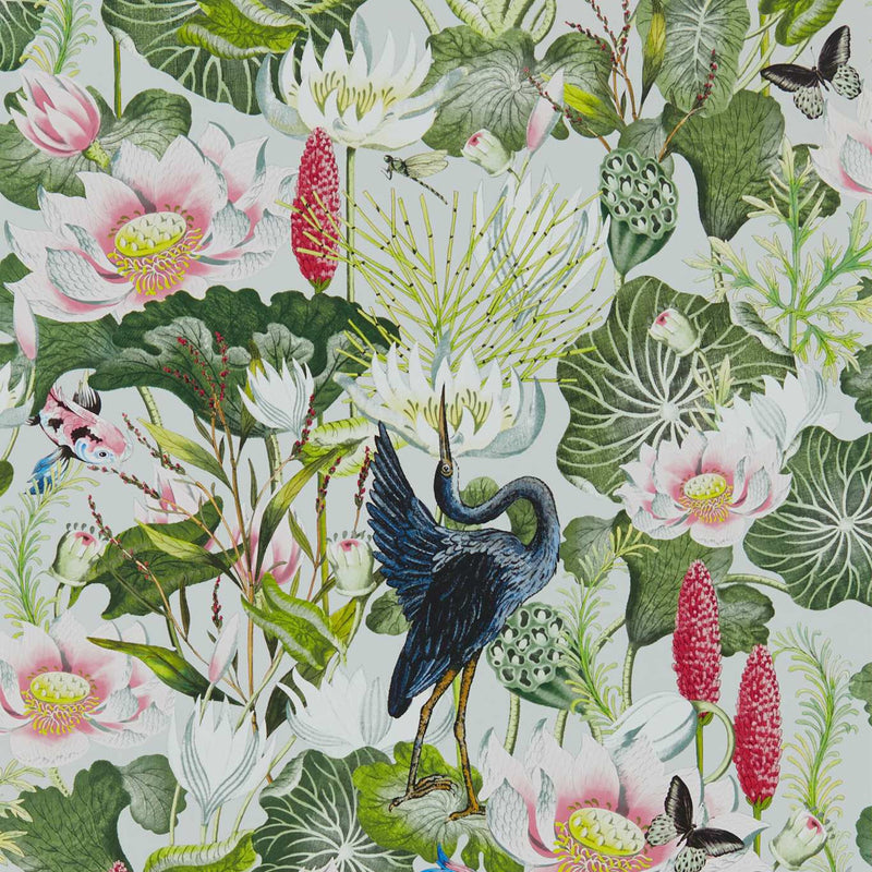 W0137/02 Dove Waterlily Botanical Wonders Wedgwood Wallpaper by Clarke & Clarke