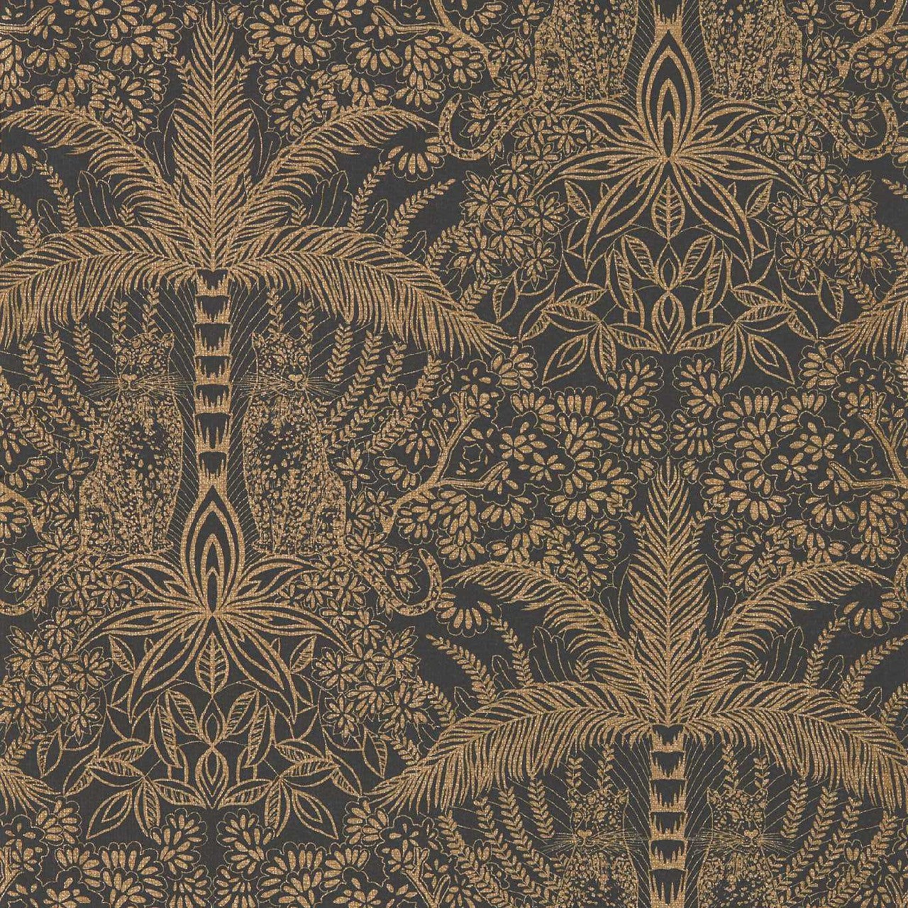 W0141/01 Leopardo Exotica 2 Antique/Noir Wallpaper by Clarke & Clarke