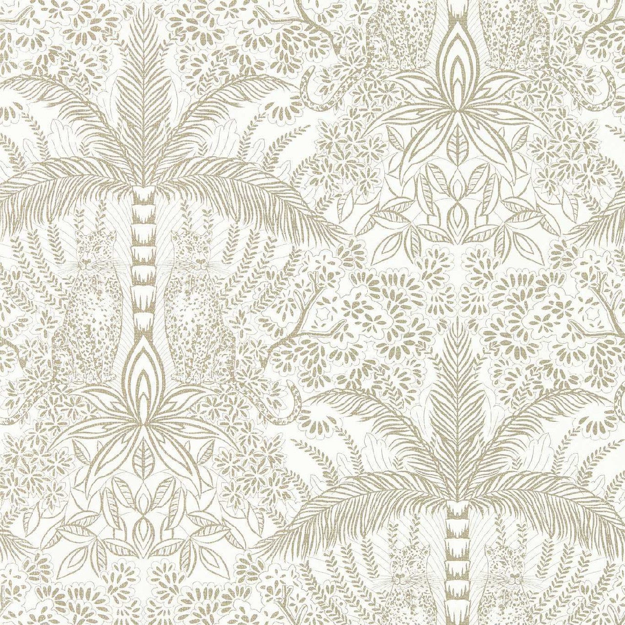 W0141/03 Leopardo Exotica 2 Gold/Ivory Wallpaper by Clarke & Clarke