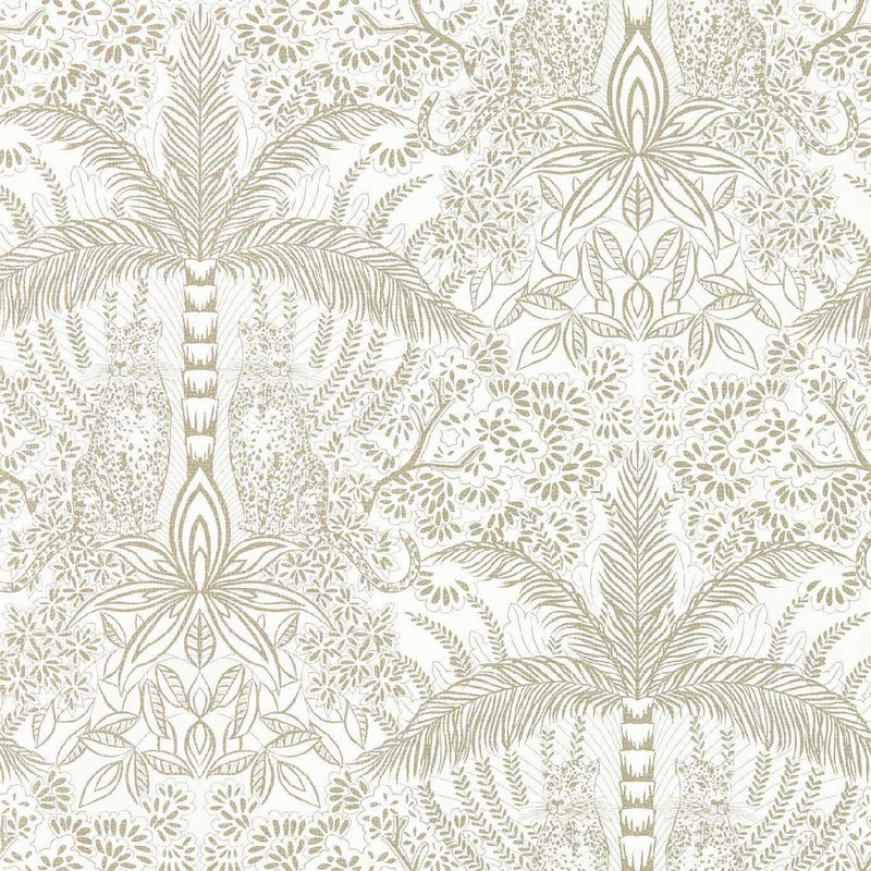 W0141/03 Leopardo Exotica 2 Gold/Ivory Wallpaper by Clarke & Clarke