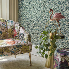 W0142/03 Lumino Exotica 2 Kingfisher/Gilver Wallpaper by Clarke & Clarke
