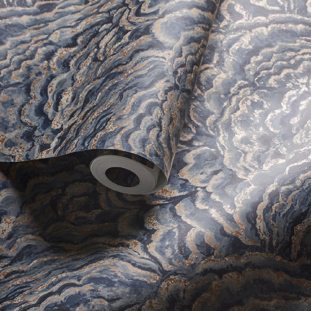 W0142/04 Lumino Exotica 2 Midnight/Copper Wallpaper by Clarke & Clarke