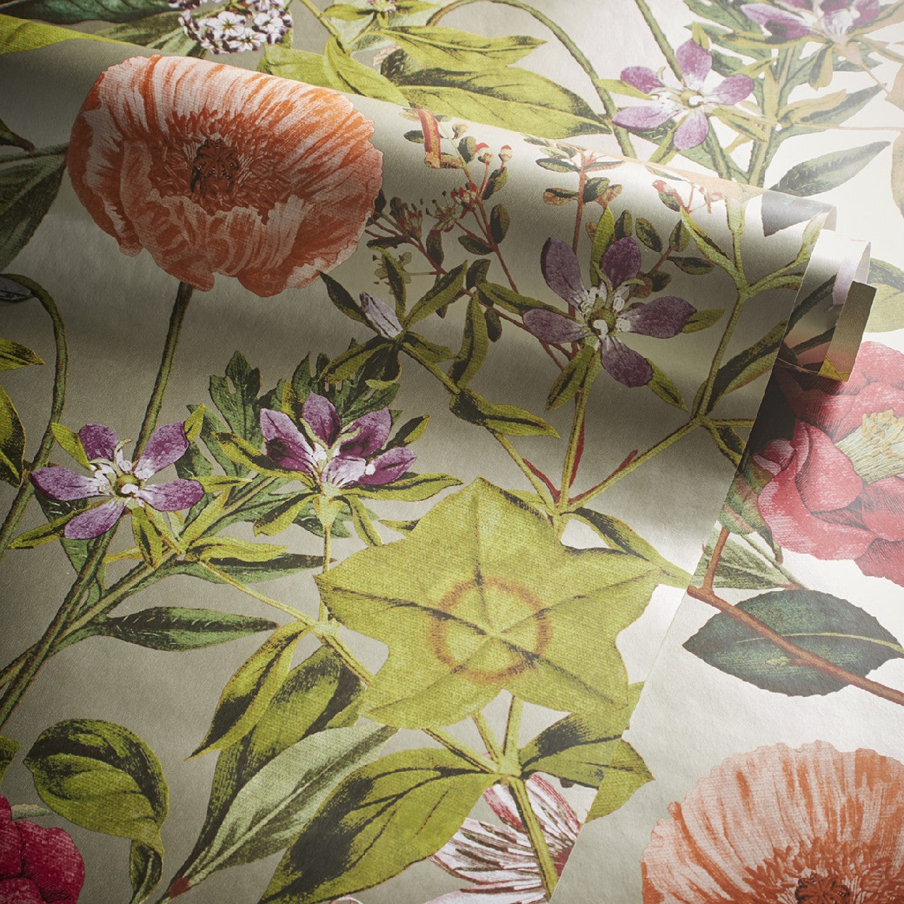 W0143/03 Passiflora Exotica 2 Mulberry/Gilver Wallpaper by Clarke & Clarke