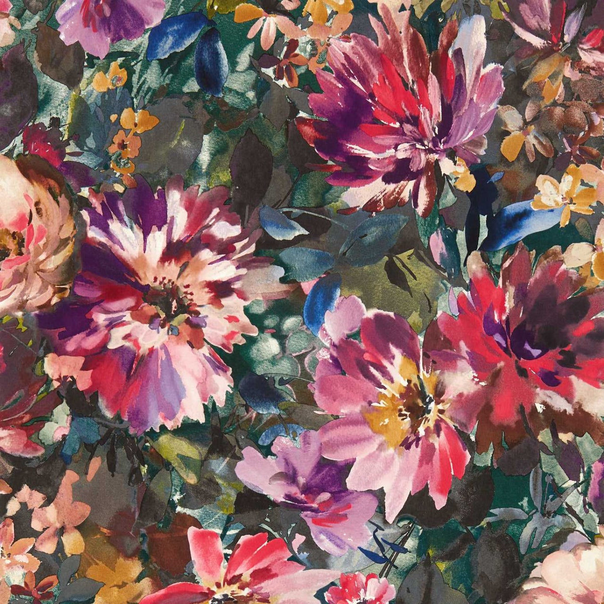 Tahiti Exotica 2 Amethyst/Emerald Wallpaper by Clarke & Clarke