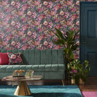 W0145/01 Tahiti Exotica 2 Amethyst/Emerald Wallpaper by Clarke & Clarke