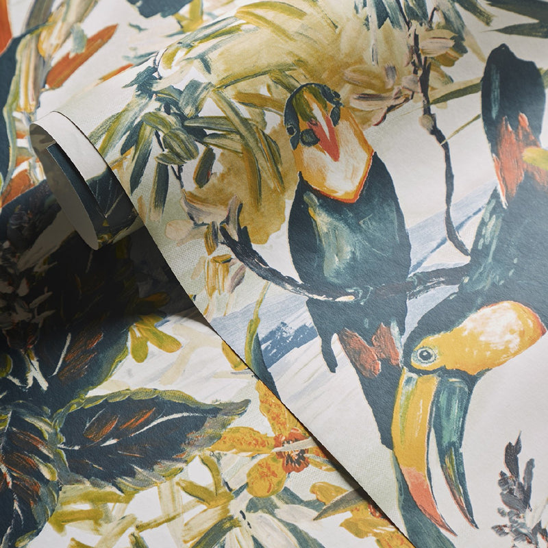W0146/01 Toucan Exotica 2 Rouge Wallpaper by Clarke & Clarke