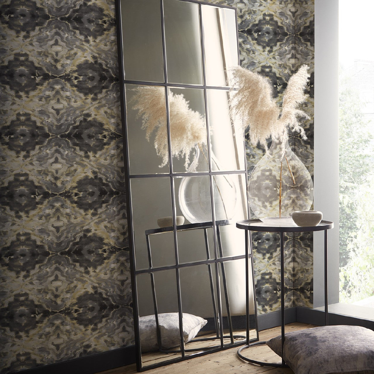 W0147/01 Aqueous Fusion Charcoal Wallpaper by Clarke & Clarke