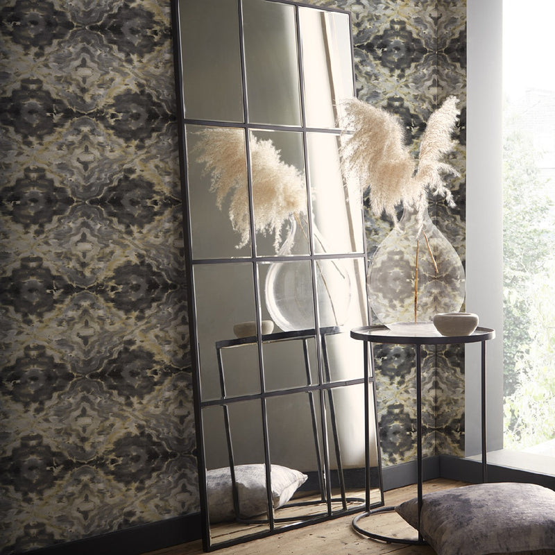 W0147/01 Aqueous Fusion Charcoal Wallpaper by Clarke & Clarke