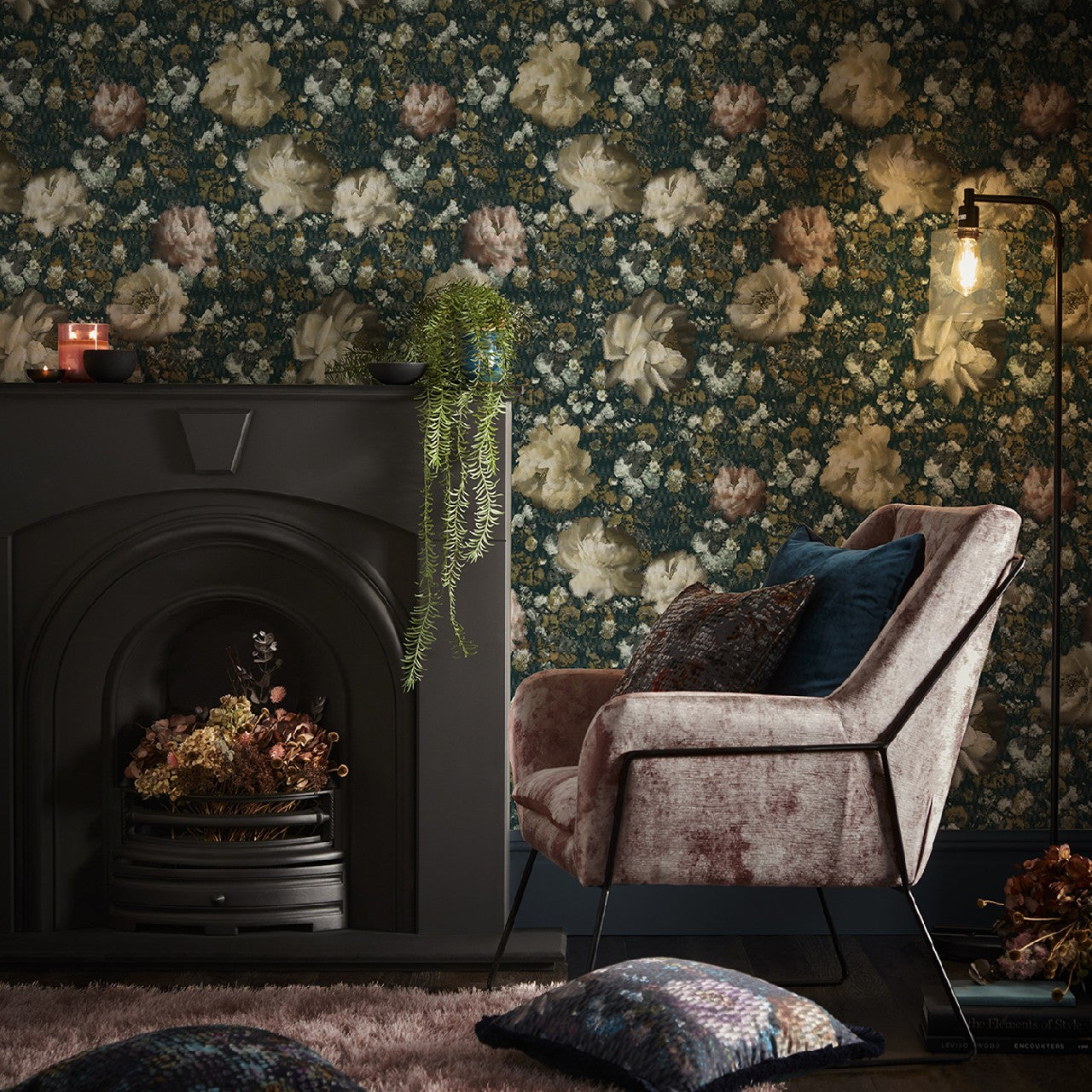W0148/03 Camile Fusion Teal/Spice Wallpaper by Clarke & Clarke