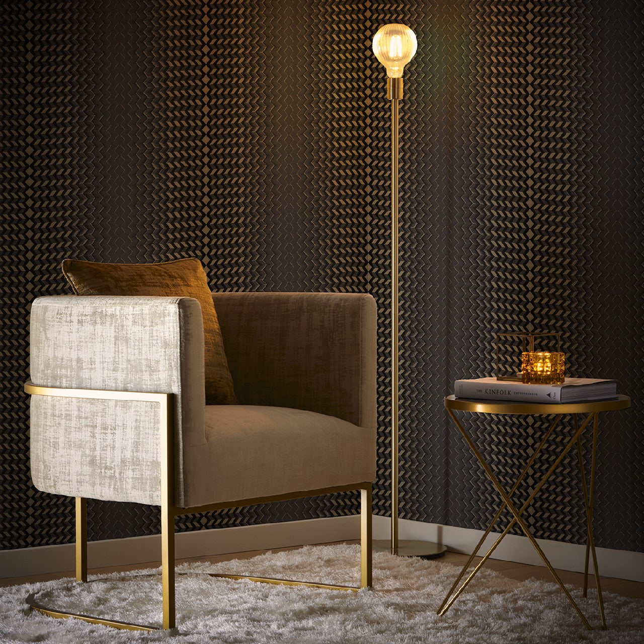 W0150/02 Fragment Fusion Charcoal/Gold Wallpaper by Clarke & Clarke