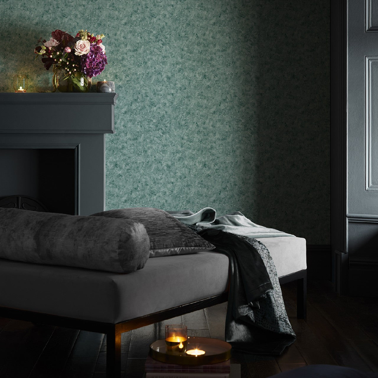 W0152/04 Impression Fusion Teal Wallpaper by Clarke & Clarke