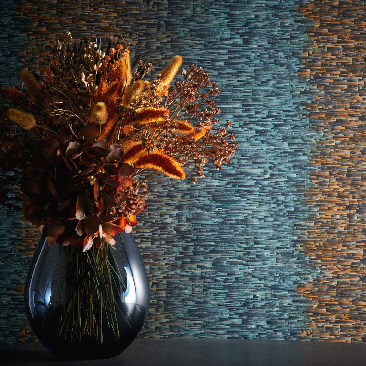 W0153/03 Ombre Fusion Teal/Spice Wallpaper by Clarke & Clarke