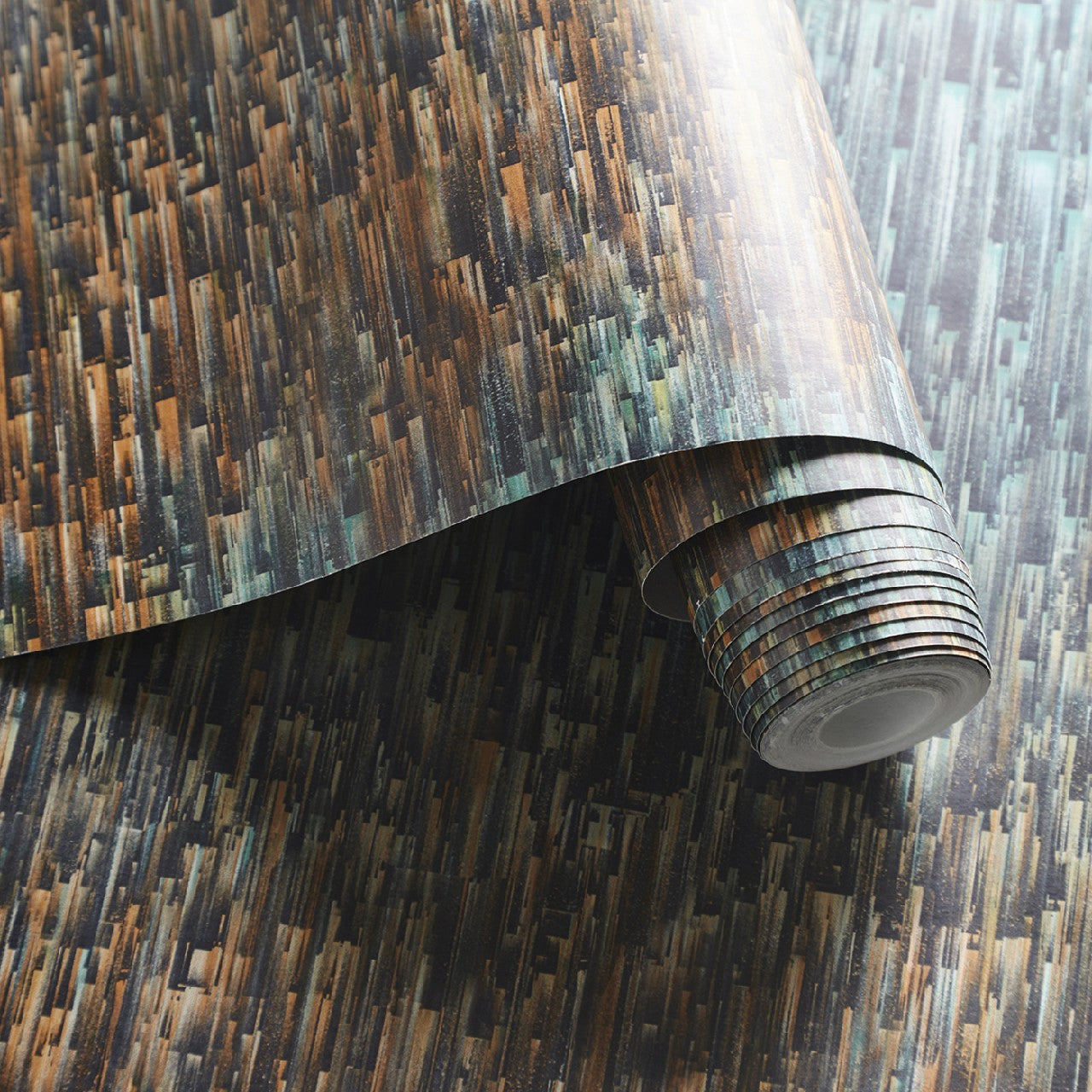 W0153/03 Ombre Fusion Teal/Spice Wallpaper by Clarke & Clarke