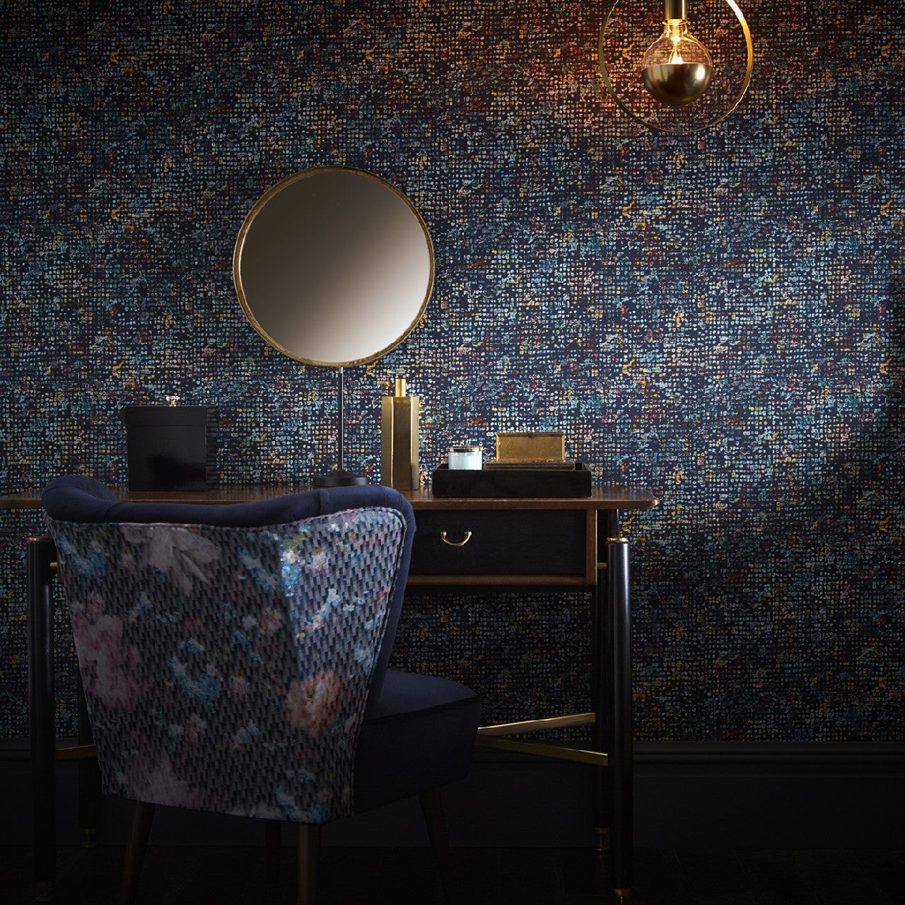 W0154/01 Scintilla Fusion Midnight Wallpaper by Clarke & Clarke