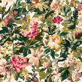 Lilum Marianne Olive and Raspberry Wallpaper by Clarke & Clarke