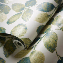 W0159/03 Northia Marianne Olive and Peacock Wallpaper by Clarke & Clarke