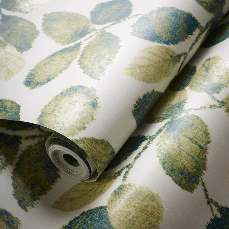 W0159/03 Northia Marianne Olive and Peacock Wallpaper by Clarke & Clarke