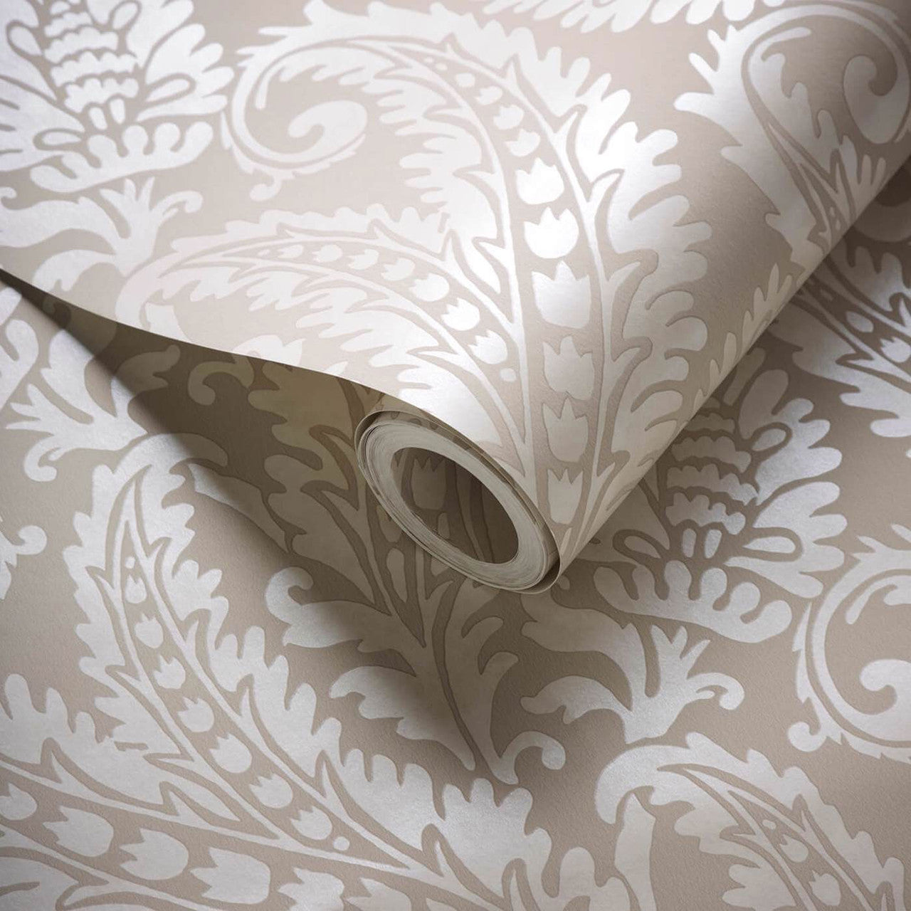 W0161/03 Regale Marianne Ivory and Mocha Wallpaper by Clarke & Clarke