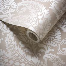 W0161/03 Regale Marianne Ivory and Mocha Wallpaper by Clarke & Clarke