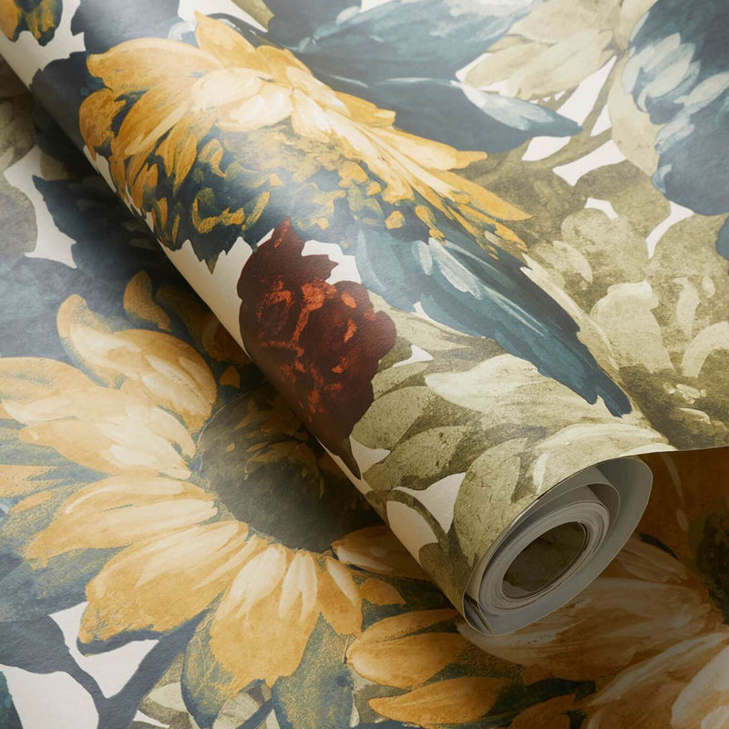 W0162/03 Sunforest Marianne Olive and Russet Wallpaper by Clarke & Clarke