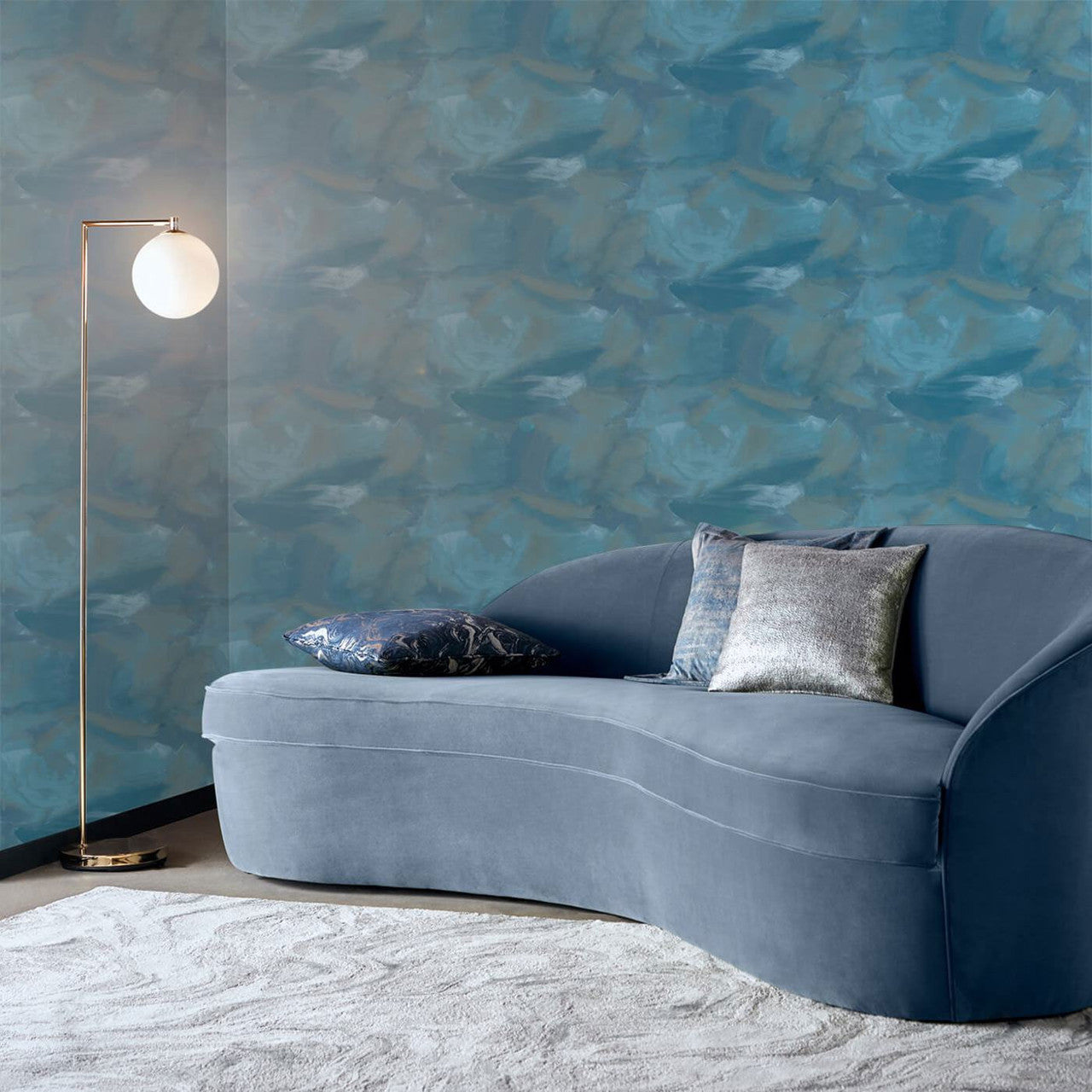 W0163/03 Astratto Lusso Midnight Wallpaper by Clarke & Clarke